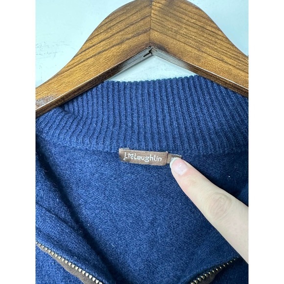 J. McLaughlin Size M Navy 100% Cashmere 1/2 Zip Pullover - Picture 4 of 5